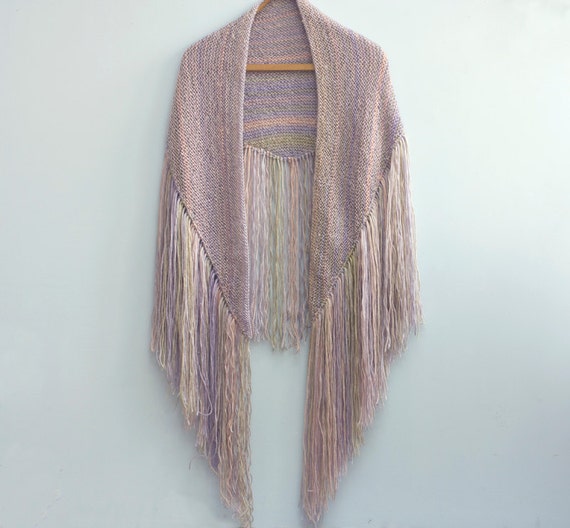 Stylish Two Tone Acrylic Ruffle Fringe Vintage Knit Scarf Wrap 5 Colors Choose