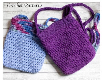 Easy Crochet Crossbody Bag Pattern, Cotton Purse Crochet Pattern, Two Patterns