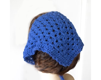 Soft Cotton Triangle Bandana Head Scarf: Custom Crochet Kerchief