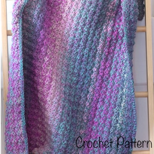 Easy Chunky Blanket Crochet Pattern for Mandala Yarn, Sizes from Baby to Large Afghan