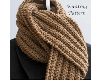 Easy Ribbed Scarf Knitting Pattern, Unisex Winter Scarf (PDF Pattern)