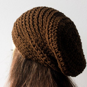 Easy Slouchy Beanie Crochet Pattern, Knit Look Crochet Hat Pattern image 1