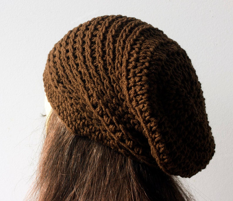 Easy Slouchy Beanie Crochet Pattern, Knit Look Crochet Hat Pattern image 1