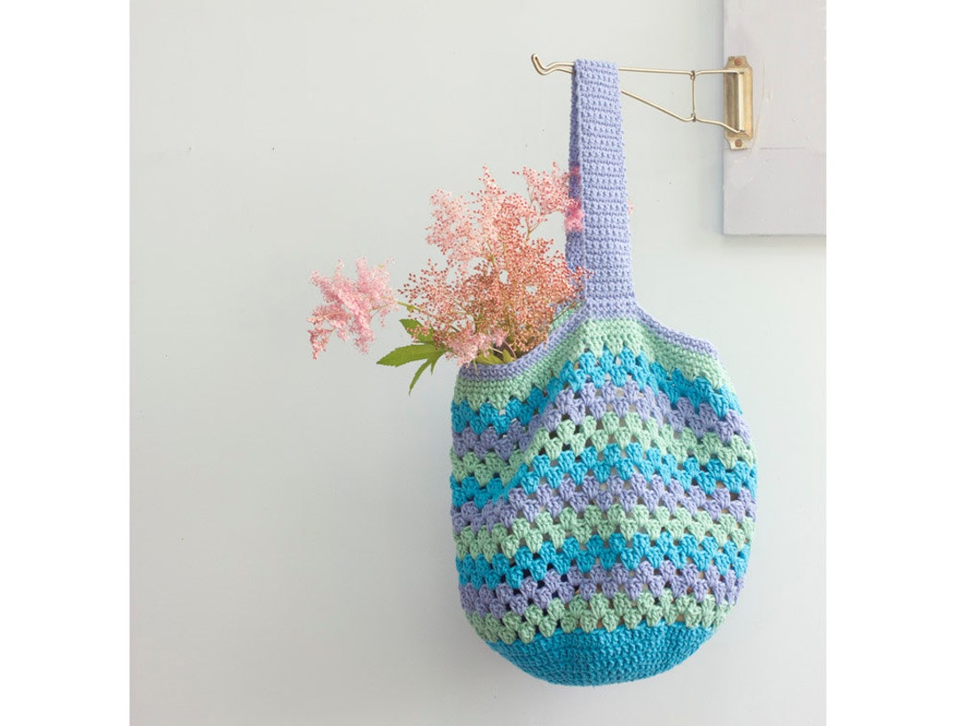 無料配送 ◆clor ◆ CROCHET MARKET BAG バッグ Color Block Market Bag - Free Crochet Pattern