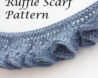 Easy Ruffle Scarf Crochet Pattern, Digital Download, Crocheted Lace Scarf Pattern