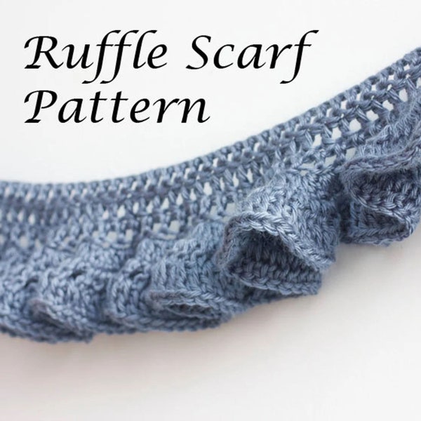 Easy Ruffle Scarf Crochet Pattern, Digital Download, Crocheted Lace Scarf Pattern