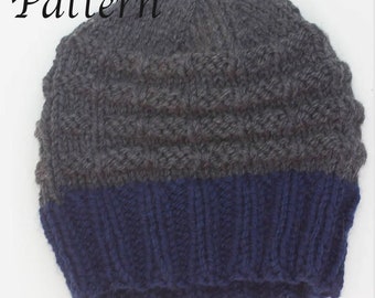 Easy Men's Chunky Hat Knitting Pattern for Bulky Yarn, Unisex Hat Pattern,  Beanie PDF Pattern