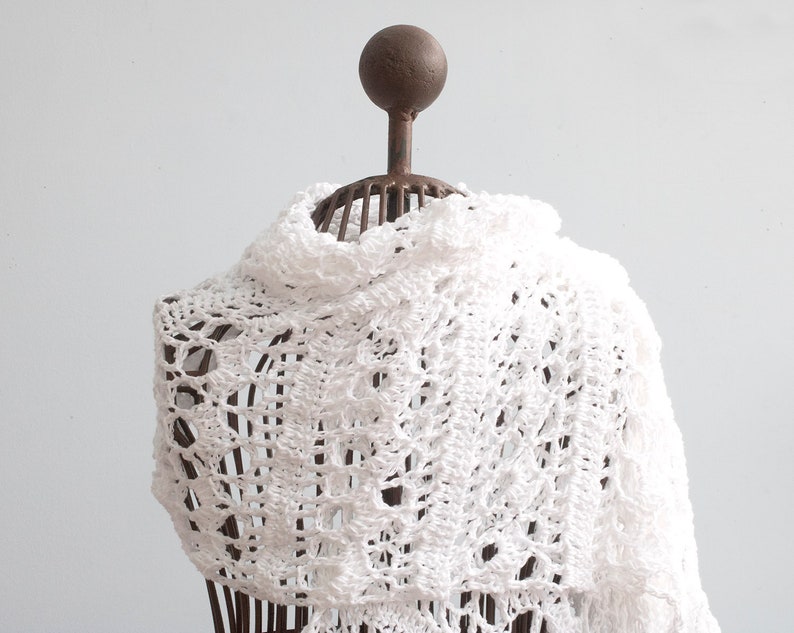 Bridal Wrap Hand Crochet White Lace Bride/'s Shawl