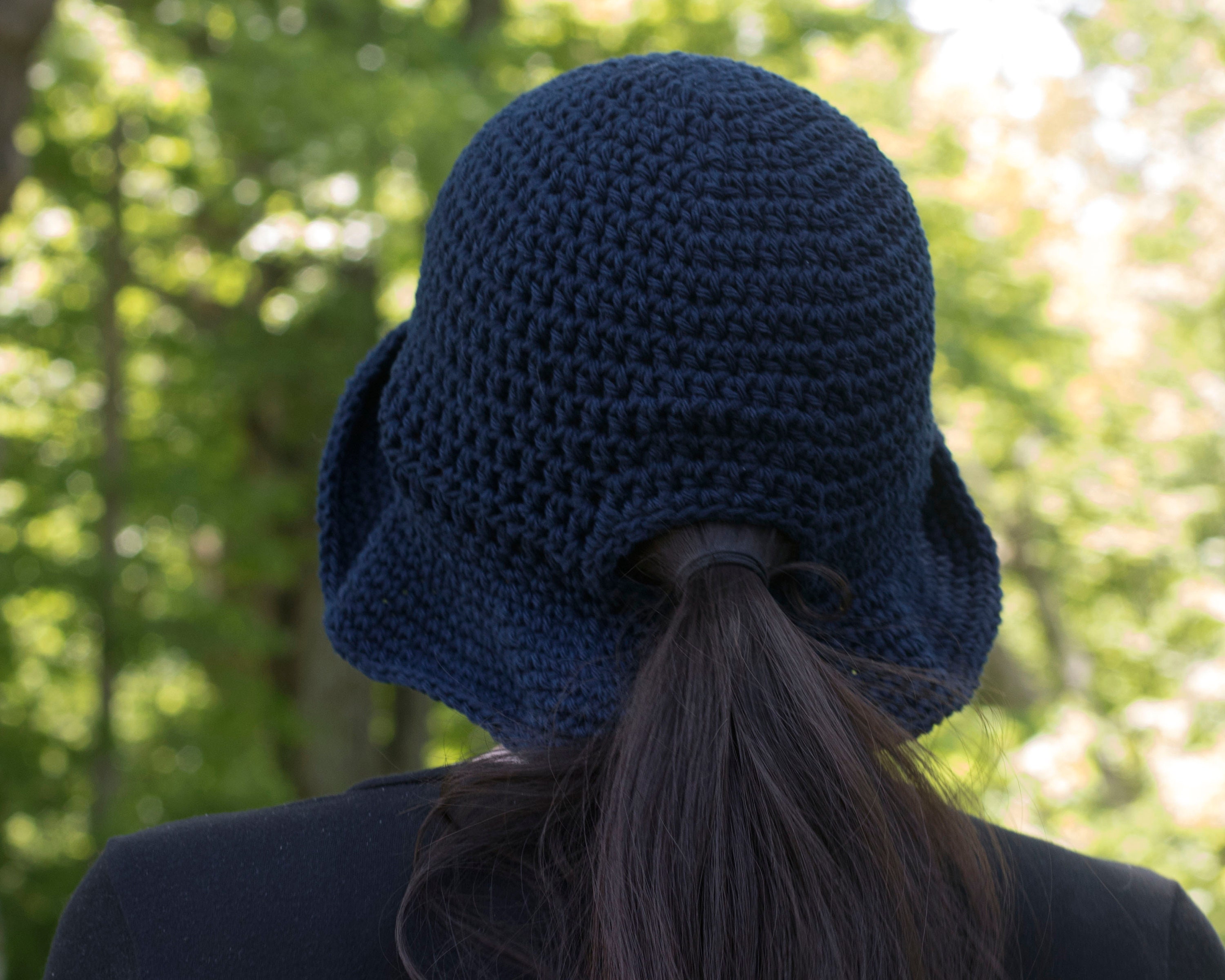 Easy Ponytail Bucket Hat Crochet Pattern for Cotton Yarn, Summer