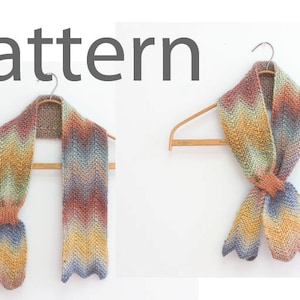 Knitting Pattern for Chevron Keyhole Scarf, Instant Download, Stay in Place Scarf PDF Patterm, Self Tying Scarf image 2