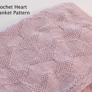 Hearts Baby Blanket Knitting Pattern, Reversible Baby Car Seat Blanket