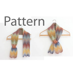 Knitting Pattern for Chevron Keyhole Scarf, Instant Download, Stay in Place Scarf PDF Patterm, Self Tying Scarf