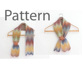 Knitting Pattern for Chevron Keyhole Scarf, Instant Download, Stay in Place Scarf PDF Patterm, Self Tying Scarf