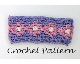 Easy Crochet Pattern for Granny Square Headband, Head Band Crochet Pattern