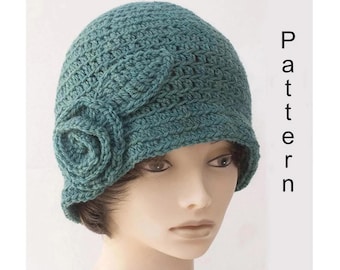Crochet Flapper Cloche Hat Pattern: Flower & Leaf (PDF Pattern)