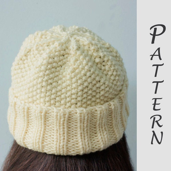 Easy Hat Knitting Pattern, Knit Hat PDF Pattern, Winter Hat Pattern, Instant Download