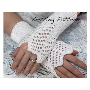 Lace Bride Gloves Knitting Pattern, Fingerless Mitts