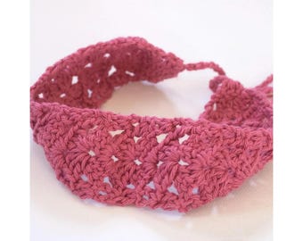 Soft Cotton Headband with Ties, Custom Crochet, Child, Adult Woman