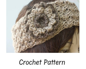 Easy Flower Headband Ear Warmer Crochet Pattern,  Worsted Weight Yarn