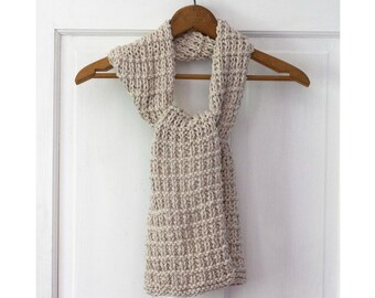 Hand Knit Long Cotton Winter Scarf, Unisex