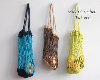 Easy Crochet Pattern for Cotton Produce Storage Bags, Kitchen Storage Potatoes, Onions, Garlic, Fruit, Market Bag