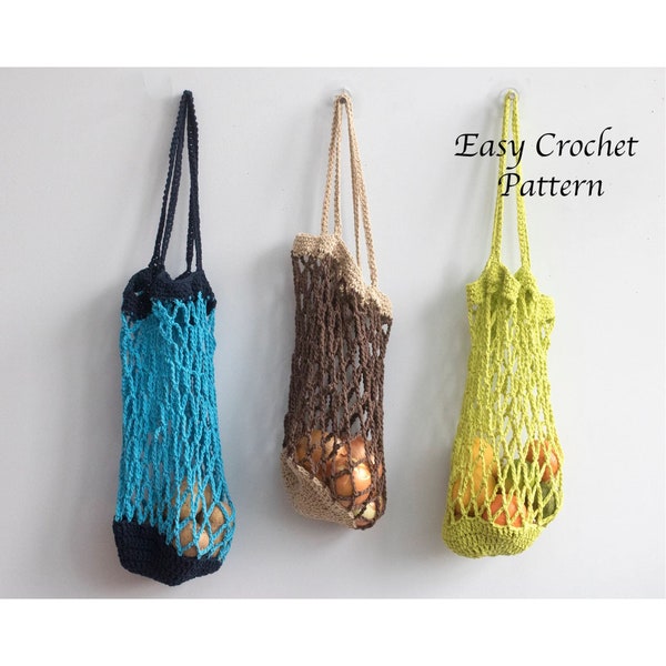Easy Crochet Pattern for Cotton Produce Storage Bags, Kitchen Storage Potatoes, Onions, Garlic, Fruit, Market Bag