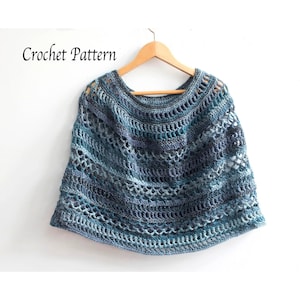 Easy Lace Poncho Crochet Pattern for Worsted Weight Yarn