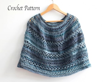 Easy Lace Poncho Crochet Pattern for Worsted Weight Yarn