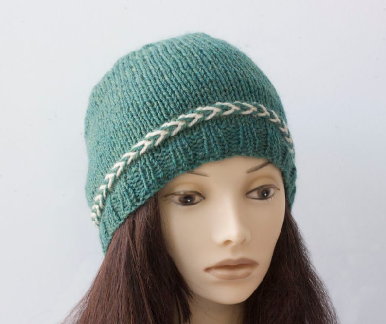 Latvian Braid Hat Knitting Pattern, Beanie Hat Knitting Pattern for Worsted Yarn image 2