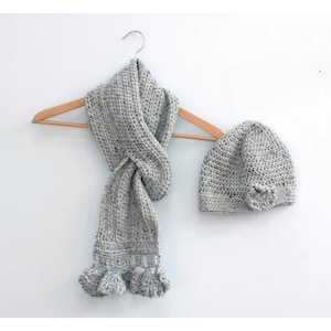 Crochet Flower Beanie & Keyhole Scarf Pattern, Easy (PDF Pattern)