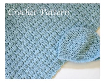 Baby Blanket and Hat Crochet Pattern: Beginner Heirloom Design (PDF Pattern)
