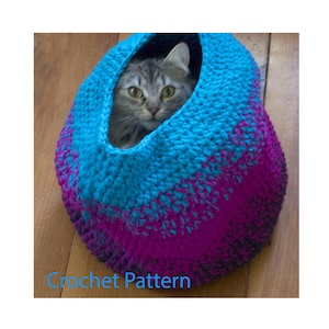 Easy Crochet Pattern for Ombre Cat Cave, Soft, Flexible Pod