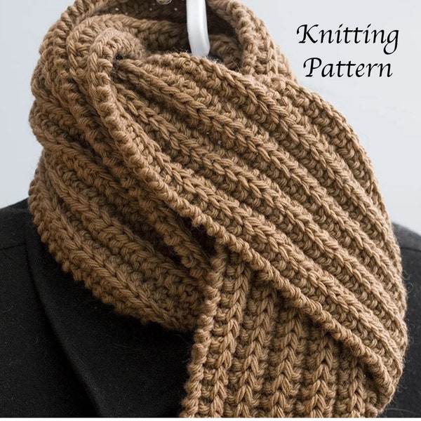 Easy Unisex Winter Ribbed Scarf Knitting Pattern, Men's Scarf Pattern