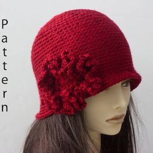 Flower Cloche Hat Crochet Pattern, Flapper Hat Pattern
