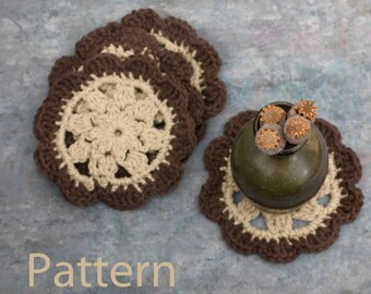 Easy Flower Coaster Crochet Pattern, Cotton Yarn, Doily Crochet Pattern, Table Decor