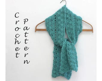 Easy Lace Scarf Crochet Pattern, Worsted Weight Yarn