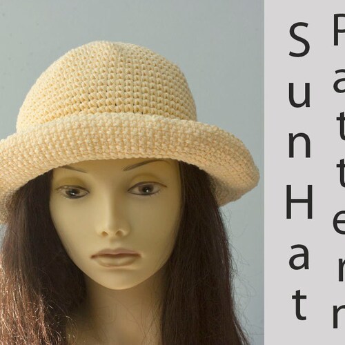 Easy Summer Sun Hat Crochet Pattern for Cotton Yarn Wide Etsy