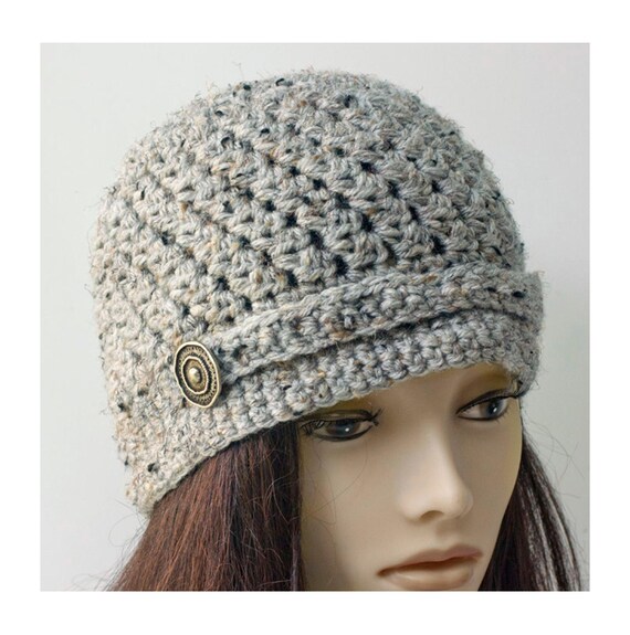 Crochet Winter Hat with Button Trim, Woman, Custom
