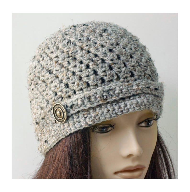 Crochet Winter Hat with Button Trim, Woman, Custom image 1