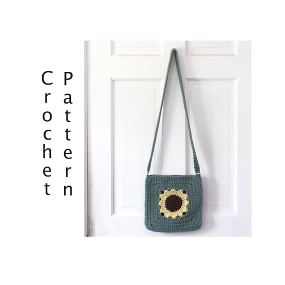 Sunflower Cross Body Lined Purse Crochet Pattern Worsted Yarn Etsy Ireland