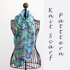 Easy Knit Ripple Scarf Pattern: Chevron Design (PDF Pattern)
