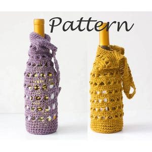 Wine Carrier Tote Crochet Pattern,  Gift Bag,  Hostess Housewarming Gift
