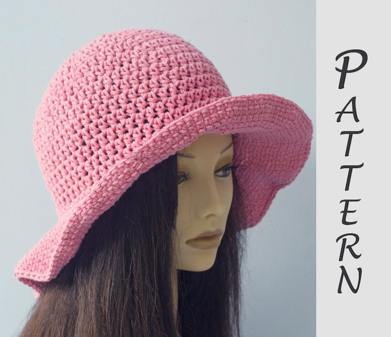 Wide Brimmed Sun Hat Crochet Pattern for Cotton Yarn Easy Etsy