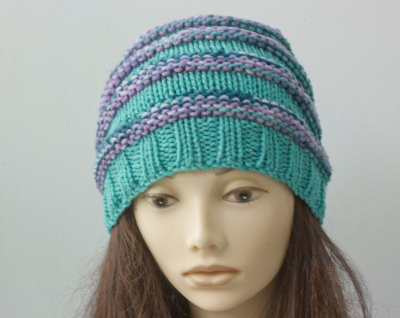 Easy Hat Knitting Pattern for Womanman Knit Slouchy Beanie - Etsy