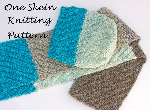 Easy Hat And Scarf Knitting Pattern One Skein Caron Cakes Knitting Pattern Slouchy Beanie Pattern