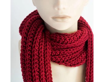 Long Warm Winter Scarf Unisex, Hand Crocheted