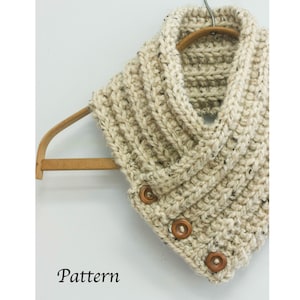 Buttoned Scarf Knitting Pattern: Chunky Ribbed Neck Warmer (PDF Pattern)