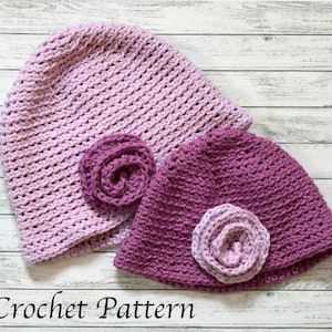 Easy Baby Child Cloche Hat Crochet Pattern with Rose