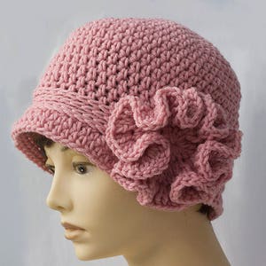 Flower Cloche Hat, Crochet Women&#39;s 1920&#39;s Flapper Hat