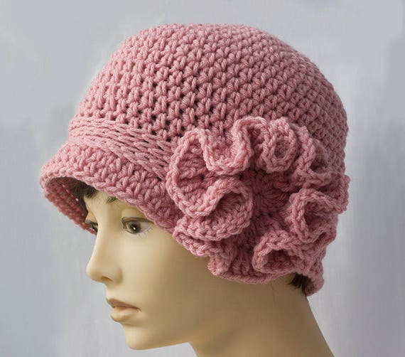 Flower Cloche Hat Crochet Women's Hat 